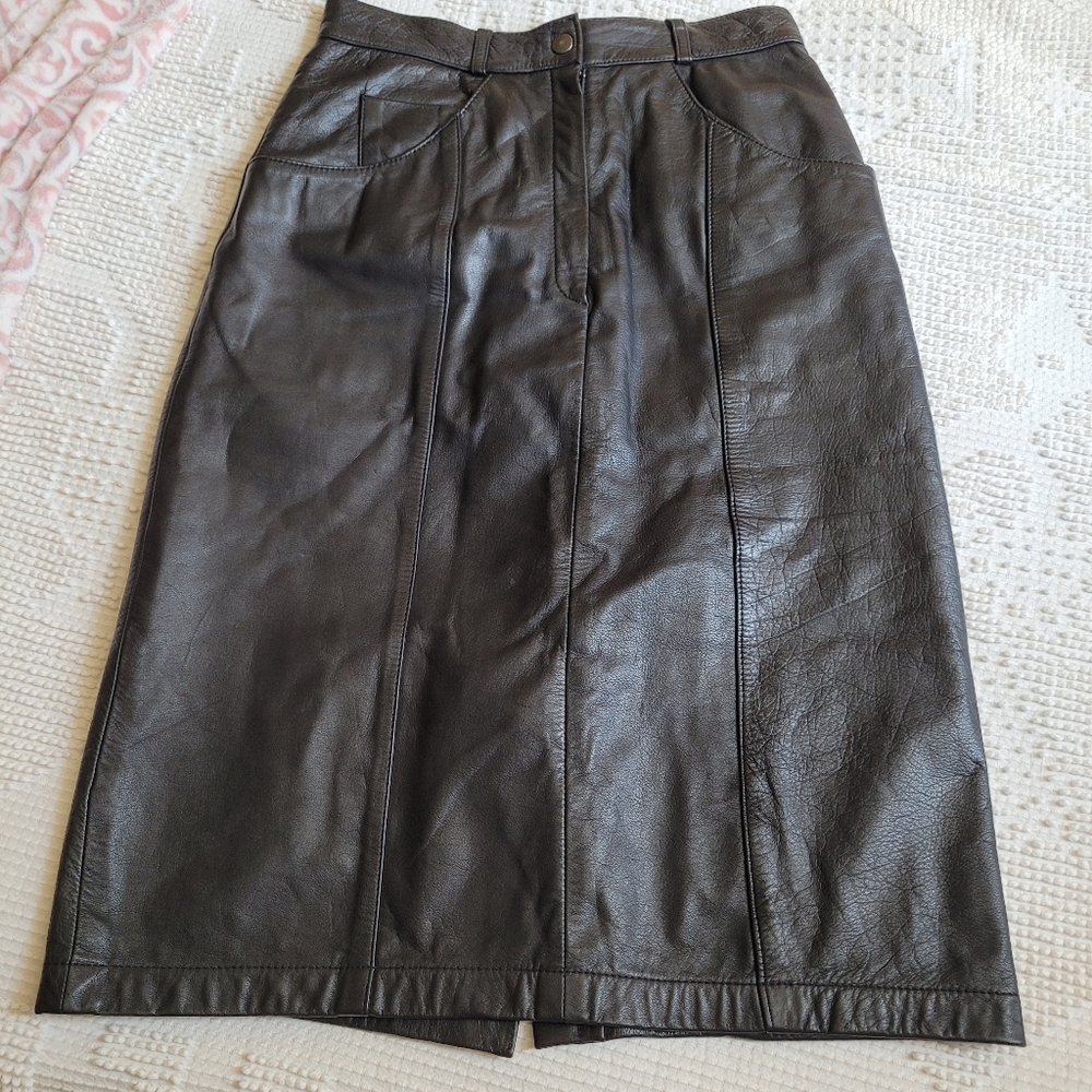 Vintage Calliope Leather Works Leather Skirt sz 6